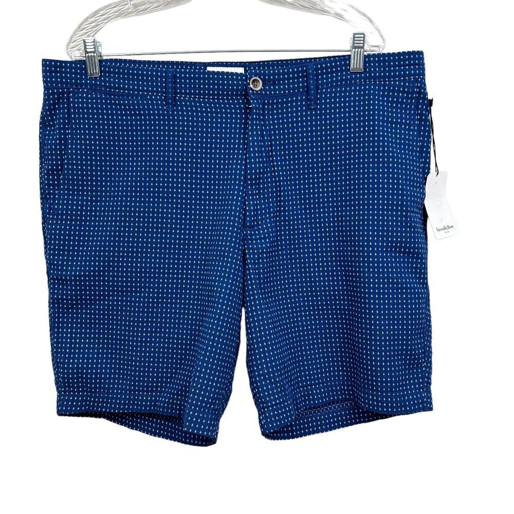 Goodfellow Linden Chino Shorts Stretch Flat Front Zip Waterloo Blue Men Sz 40W*